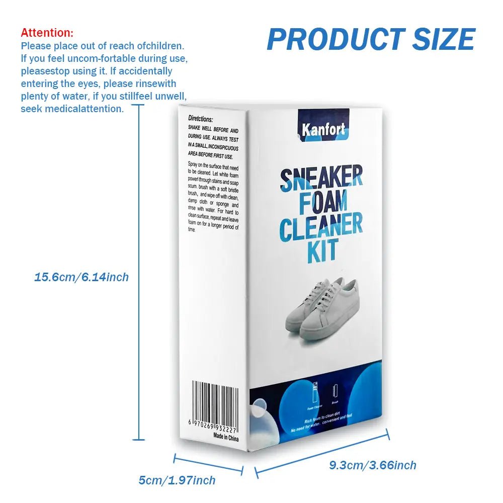 Sneaker Foam Cleaner Kit for White Shoes - Deep Clean Stain Removal 4oz / 118ml