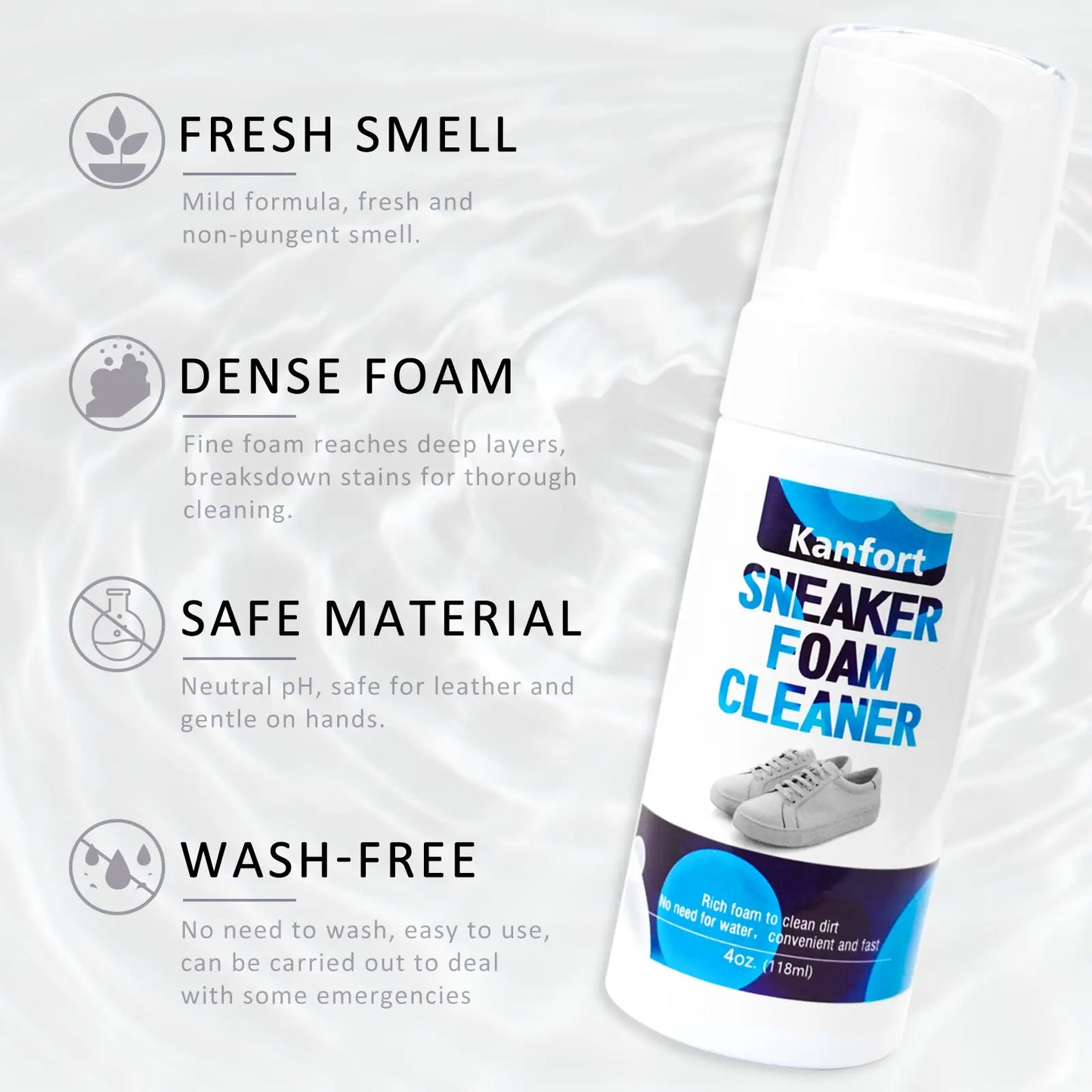 Sneaker Foam Cleaner Kit for White Shoes - Deep Clean Stain Removal 4oz / 118ml