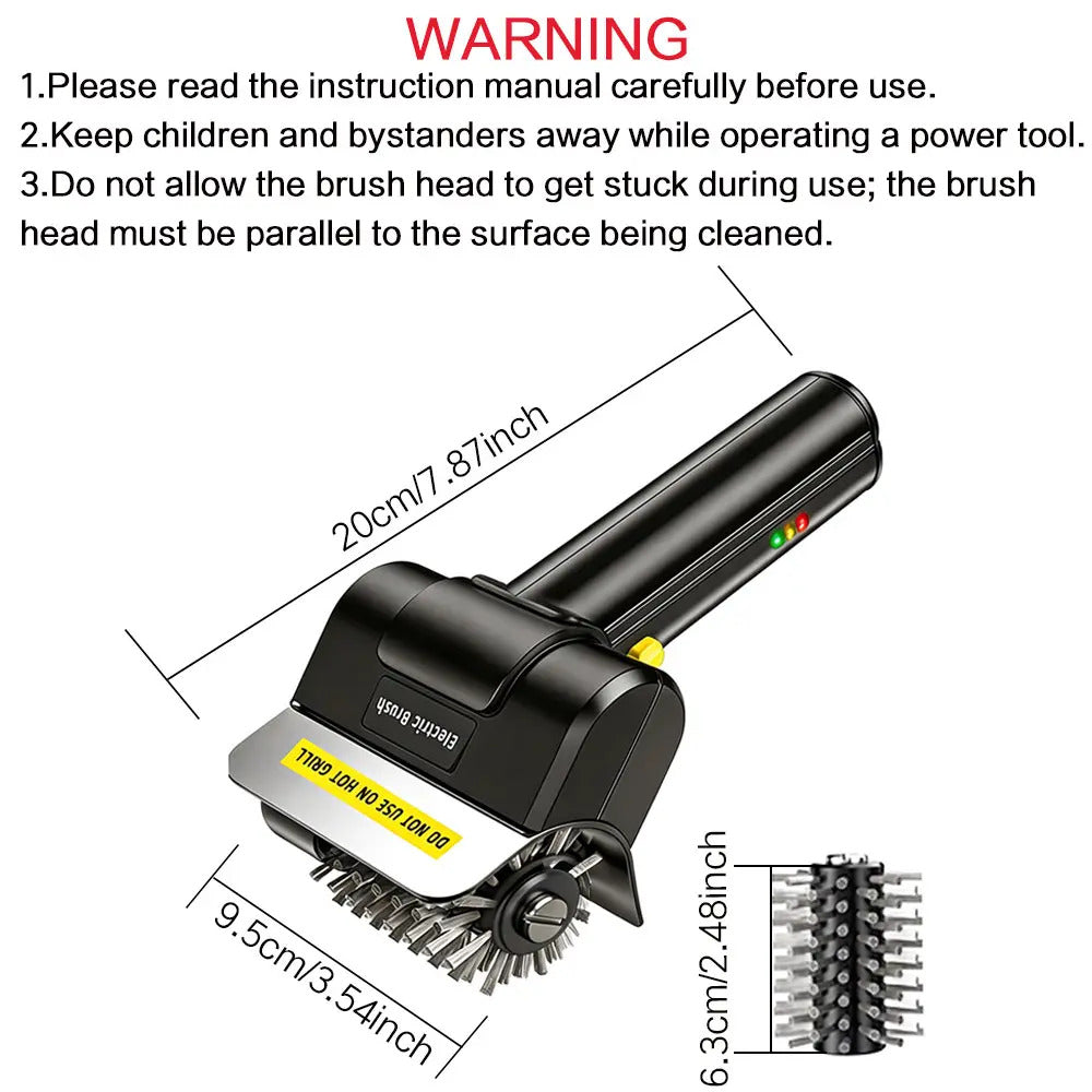 Rechargeable Electric Grill Brush Set - BBQ Cleaning Tool with Roller Heads, Gloves & USB Cable